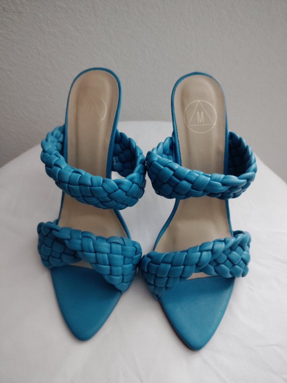 Turquoise Braided Sandal Heel